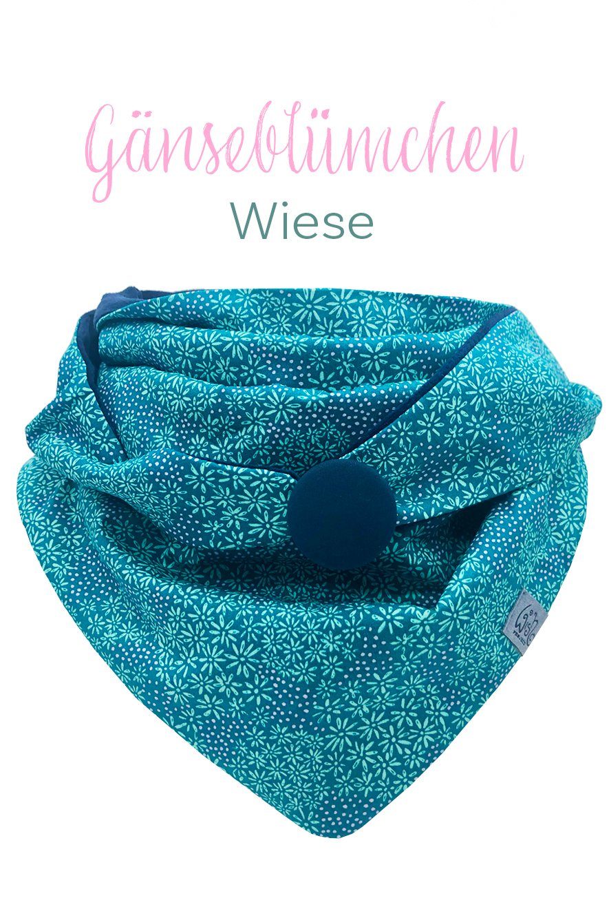 Wishproject® Dreieckstuch Damen Tuch, Halstuch in Türkis & Petrol, Kapuzenschal, Schlauchschal aus natürlicher Baumwolle