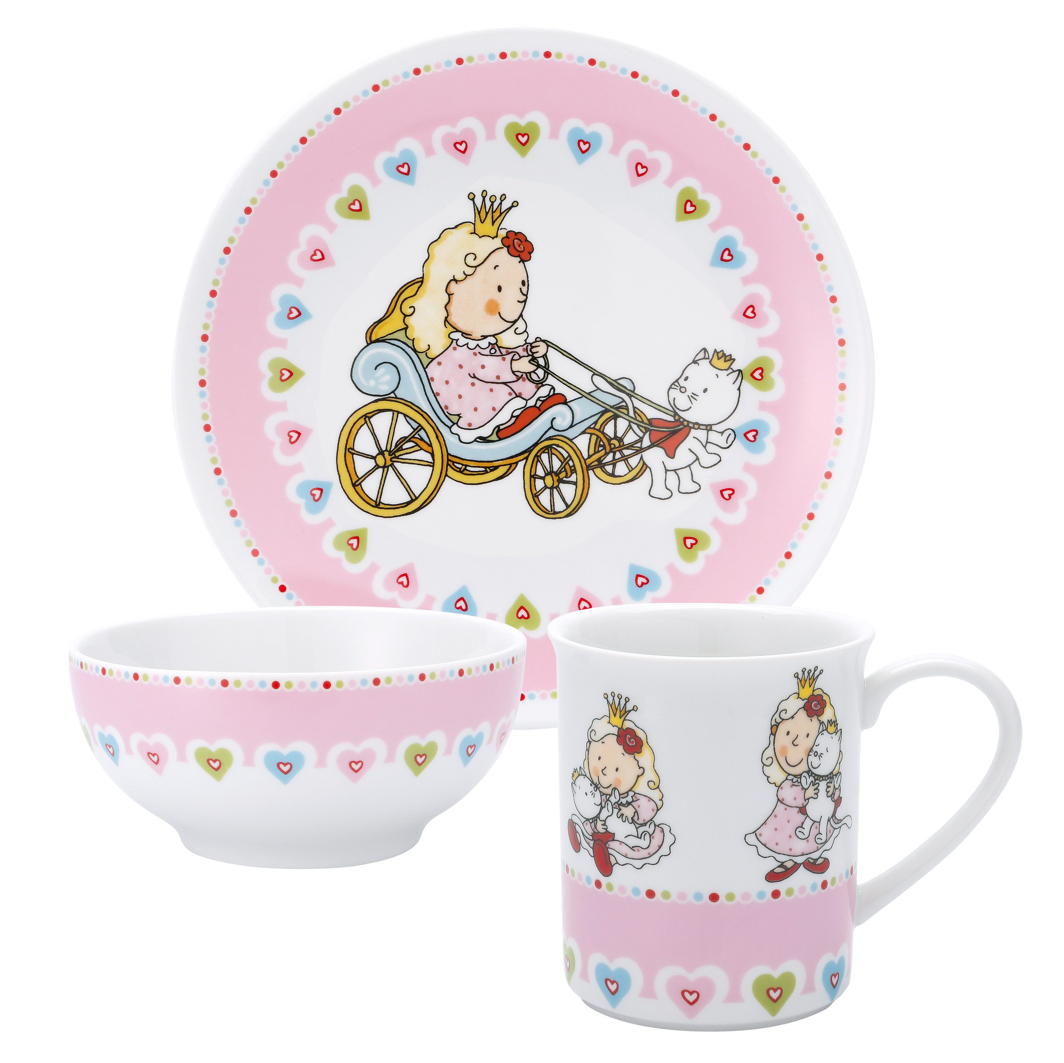 PURESIGNS Kindergeschirr-Set NELIA (7-tlg), 1 Personen, Edelstahl 18/10, Porzellan, Plastikfreier Essgenuss für die Kleinen – Bild 3 von 5
