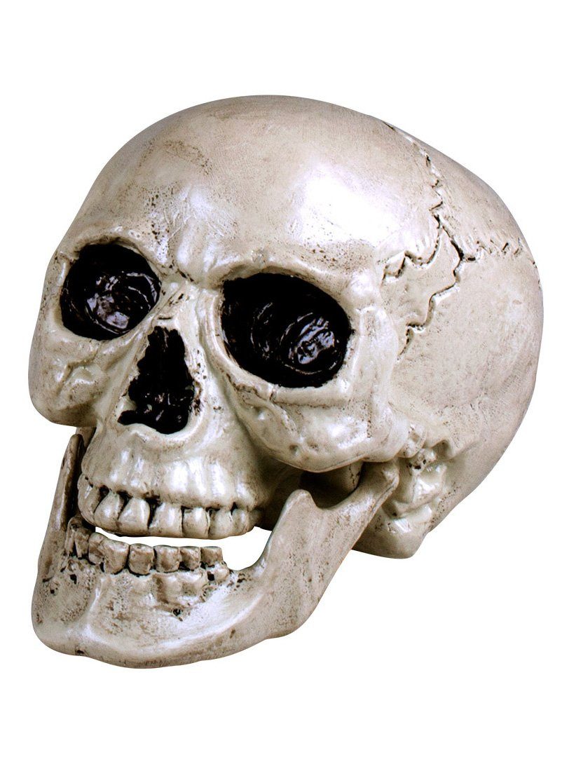 Boland Dekofigur Schädel mit beweglichem Kiefer - Halloween deko, Raumdekoration für Haunted House und Halloweenparty
