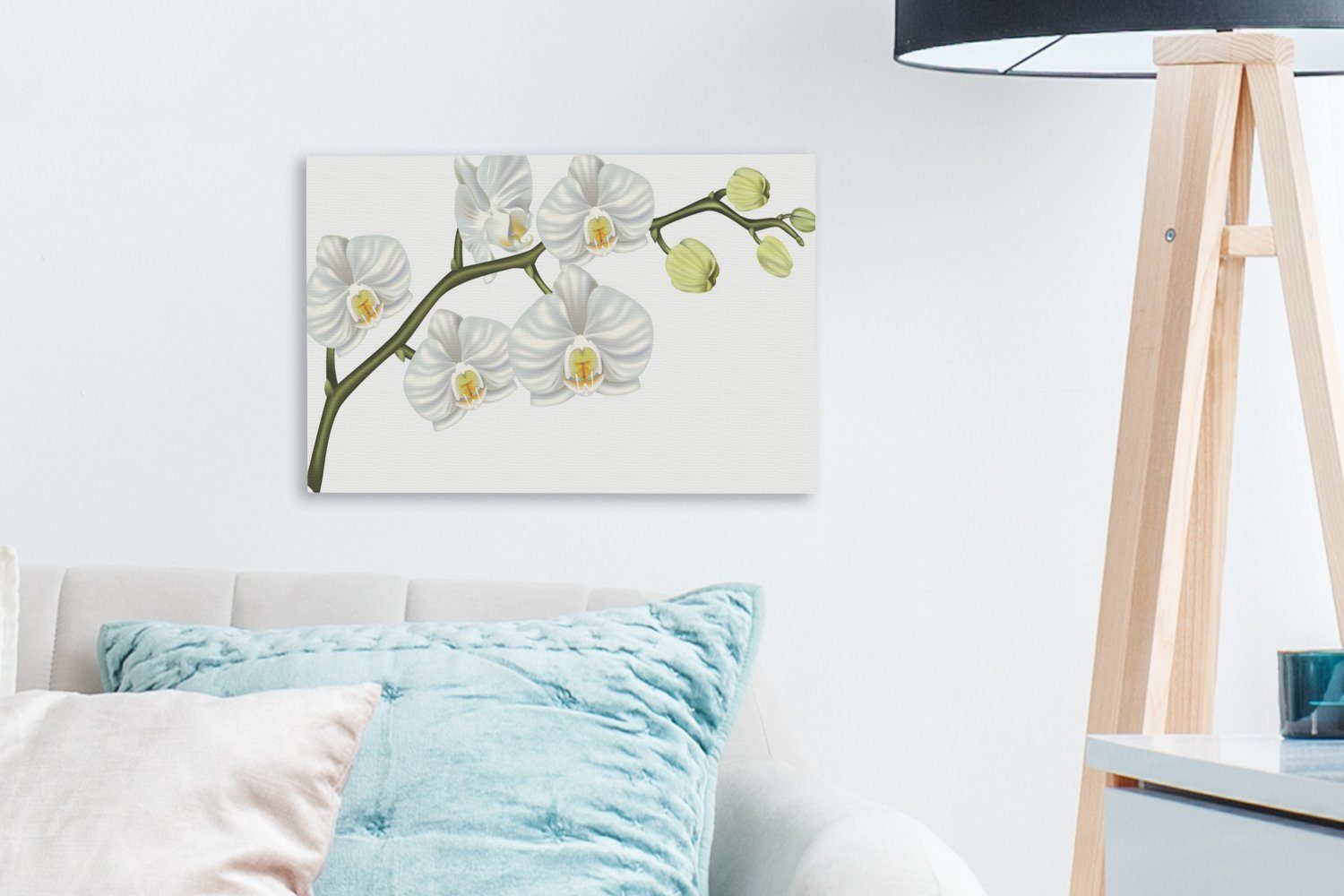 OneMillionCanvasses® Wandbild 30x20 (1 cm St), weißen Leinwandbilder, Leinwandbild Illustration Wanddeko, einer Eine Aufhängefertig, Orchidee,