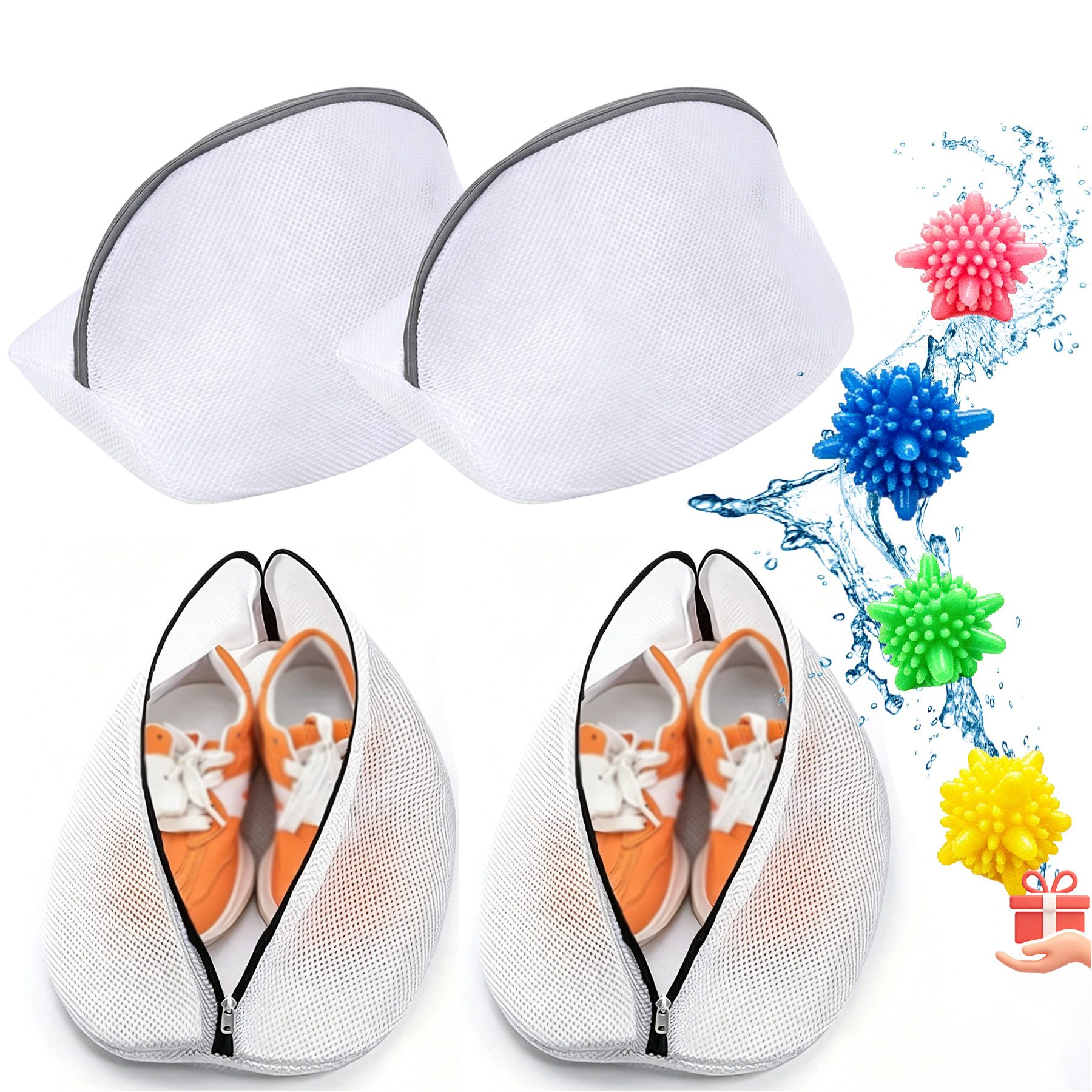 Mutig Wäschenetz Wäschenetz Schuhe, 4 Stück Netz Schuhsack Waschmaschine,(mit Reißverschluss (42 x 24 x 24 cm),Schuhe Waschbeutel, 4-St., Wiederverwendbare Netzschuhe Wäschesack 360° Reinigungsflusen), Für Schuhe,Waschmaschine Schuhnetz Schuhbeutel, Für Sneaker,Socken,Bhs