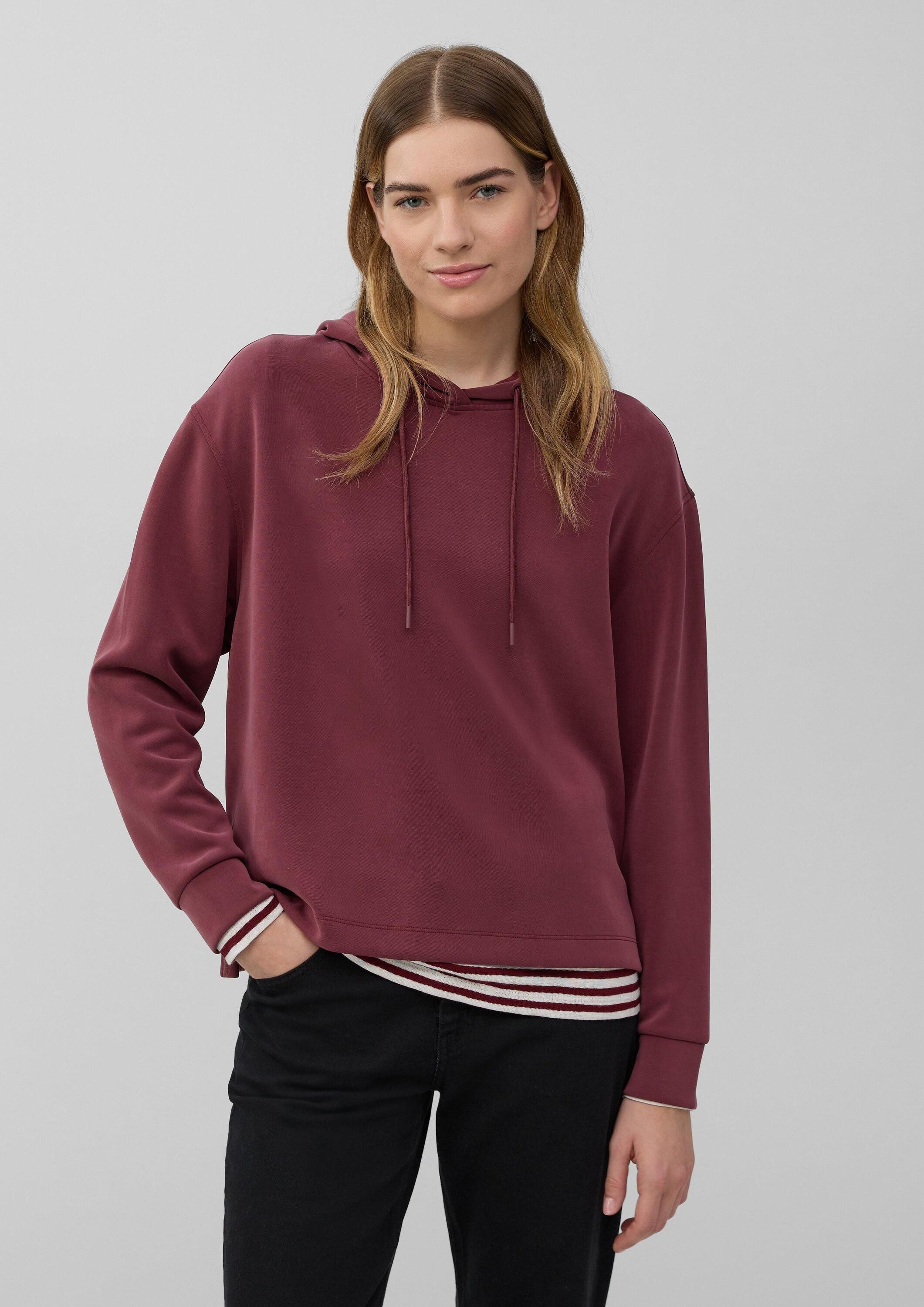 s.Oliver Sweatshirt Sweatshirt Scuba-Hoodie mit Seitenschlitzen
