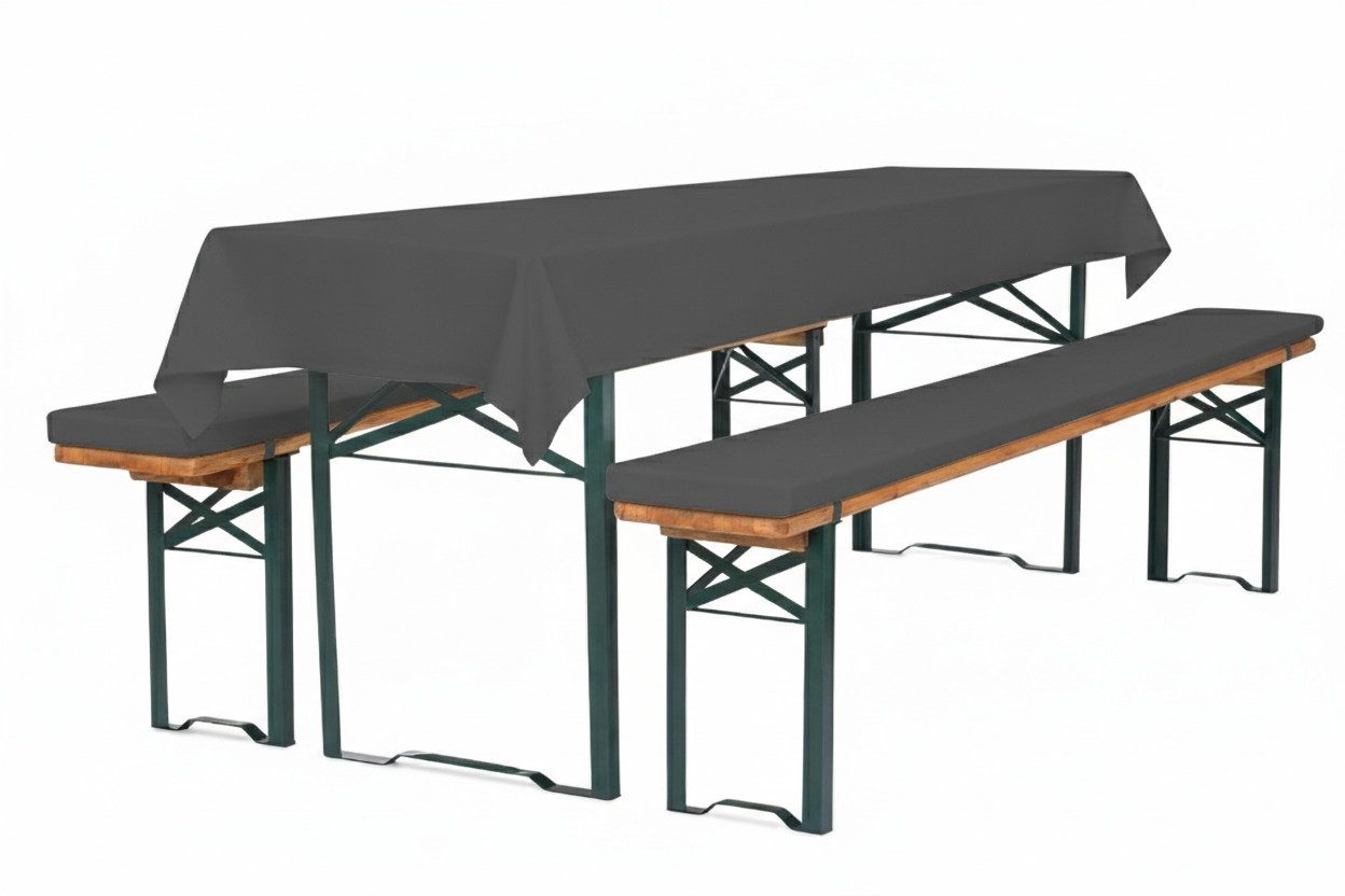 TexDeko Bankauflage Bierbankauflagen-Set mit Tischdecke 100x250cm (universal) 3TLG Set, (Set, 2x Auflage + 1x Tischdecke), blickdicht & waschbar