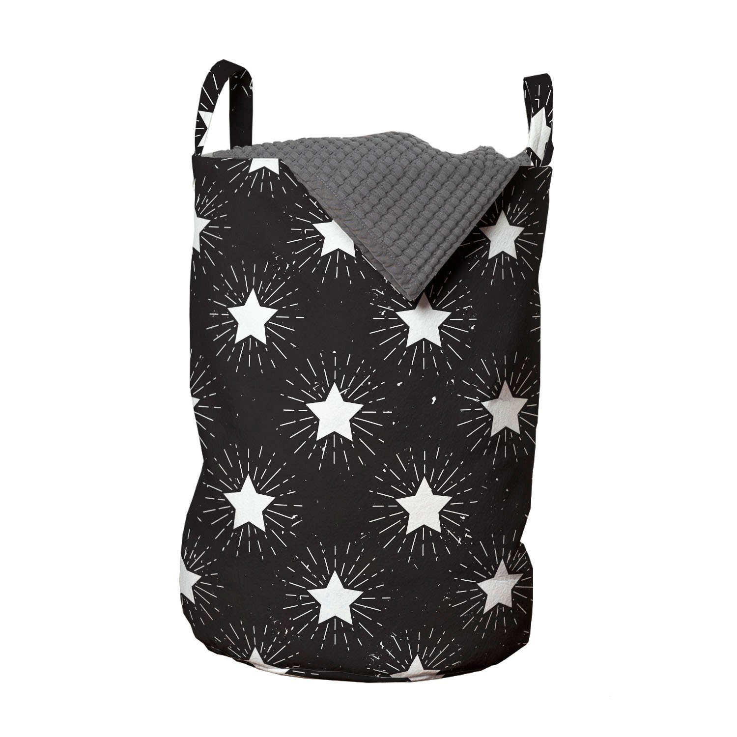 Abakuhaus Wäschesäckchen Wäschekorb mit Griffen Kordelzugverschluss für Waschsalons, Sterne Grungy Sterne Rays Theme