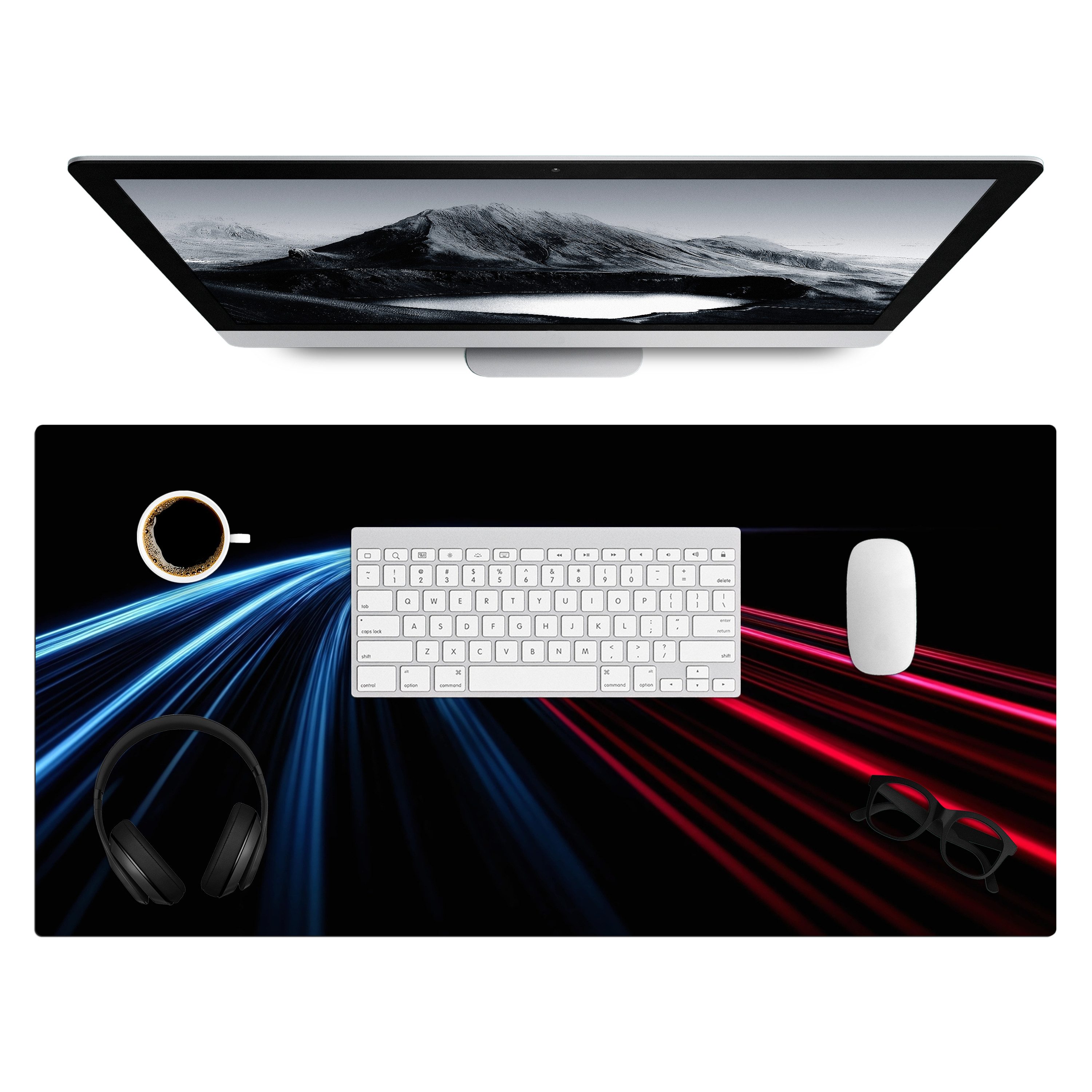 MuchoWow Gaming Mauspad 3-2 (1-St), Gaming Mauspad XXL, Schreibtischunterlage, Desk Mat Groß, 80x40 cm