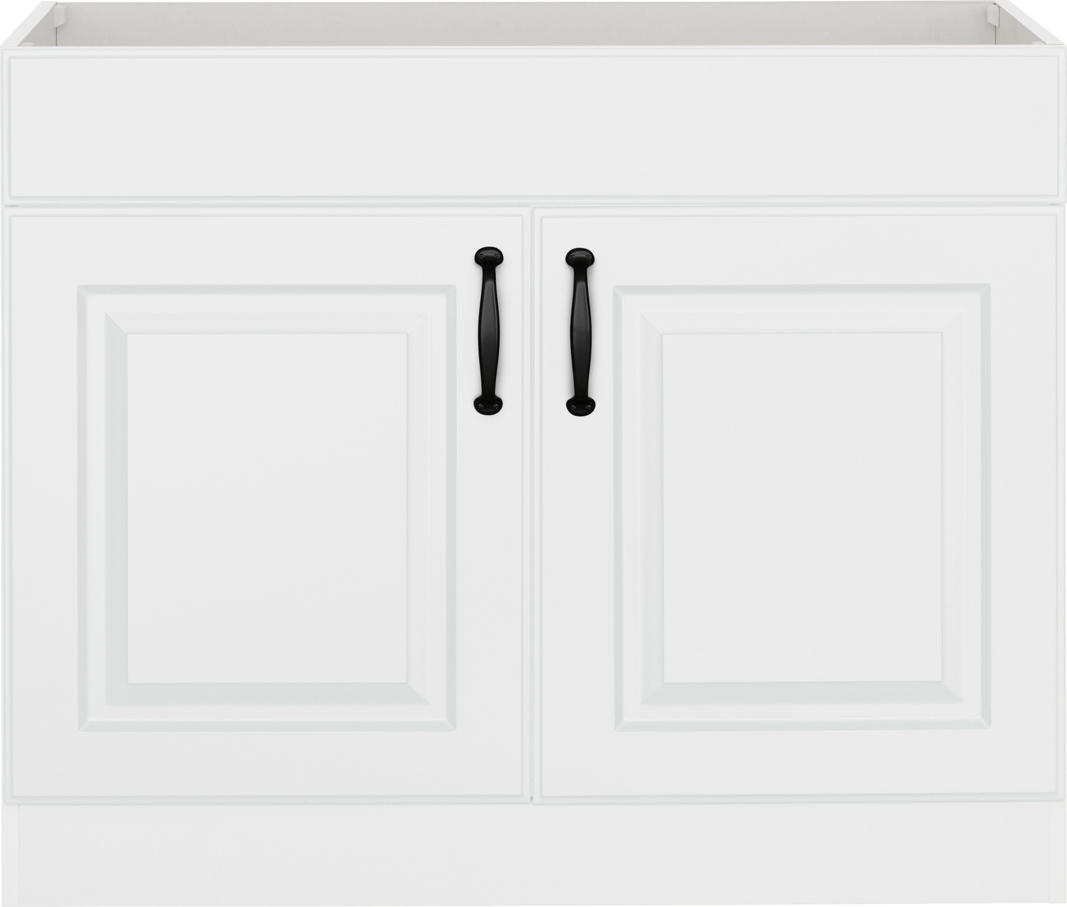 Kassettenfront, 100 Küchen Erla wiho cm ohne mit Arbeitsplatte Weiß/Weiß breit | Spülenschrank Weiß