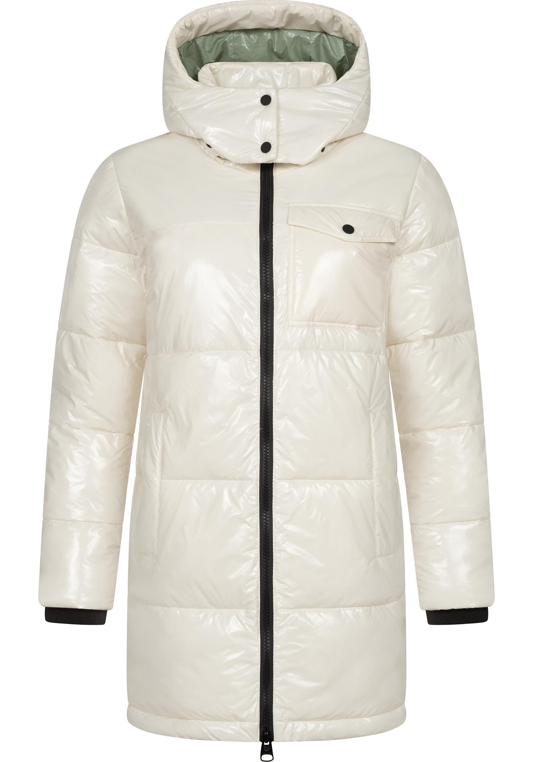 Ragwear Wintermantel Roobie Long super stylischer, gänzender Damen Steppmantel – Bild 4 von 5