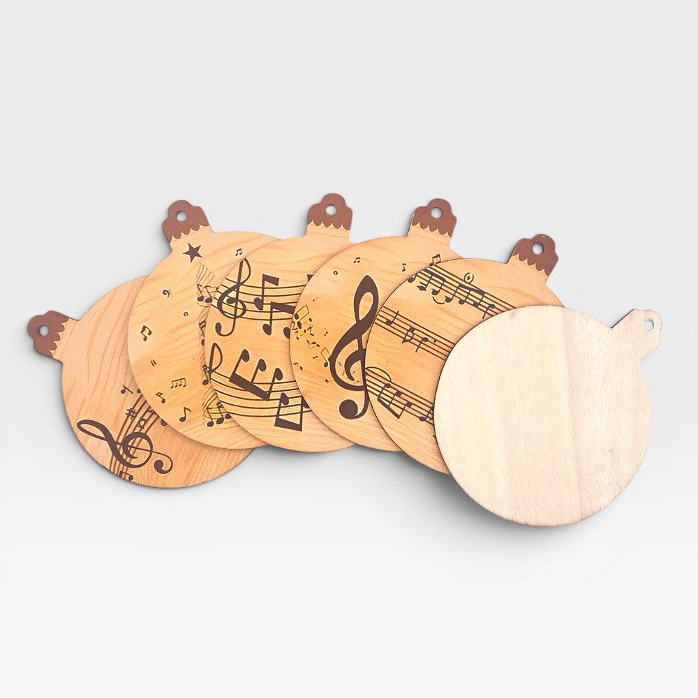 mugesh Weihnachtsbaumkugel Weihnachtskugeln Musik Design aus Pappelholz (6er-Set), für Musiker