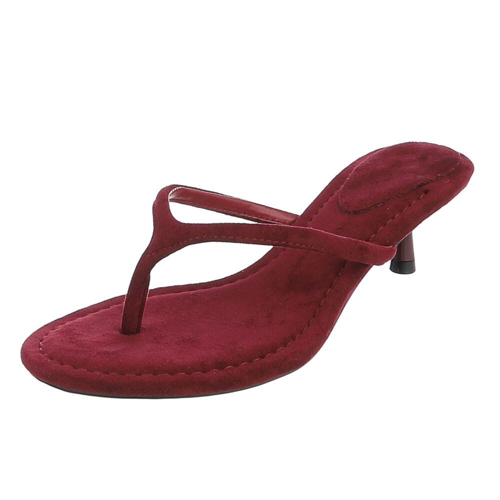 Ital-Design Damen Zehentrenner Sandalette mit Absatz für Sommer Zehentrenner (91849083) Pfennig-/Stilettoabsatz Sandalen & Sandaletten in Weinrot