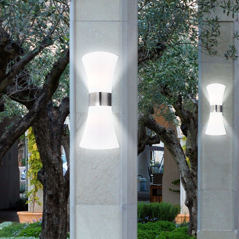 etc-shop Außen-Wandleuchte, Leuchtmittel inklusive, Beleuchtung Garten Wand Leuchte Edelstahl Warmweiß, Lampe Außen LED Design