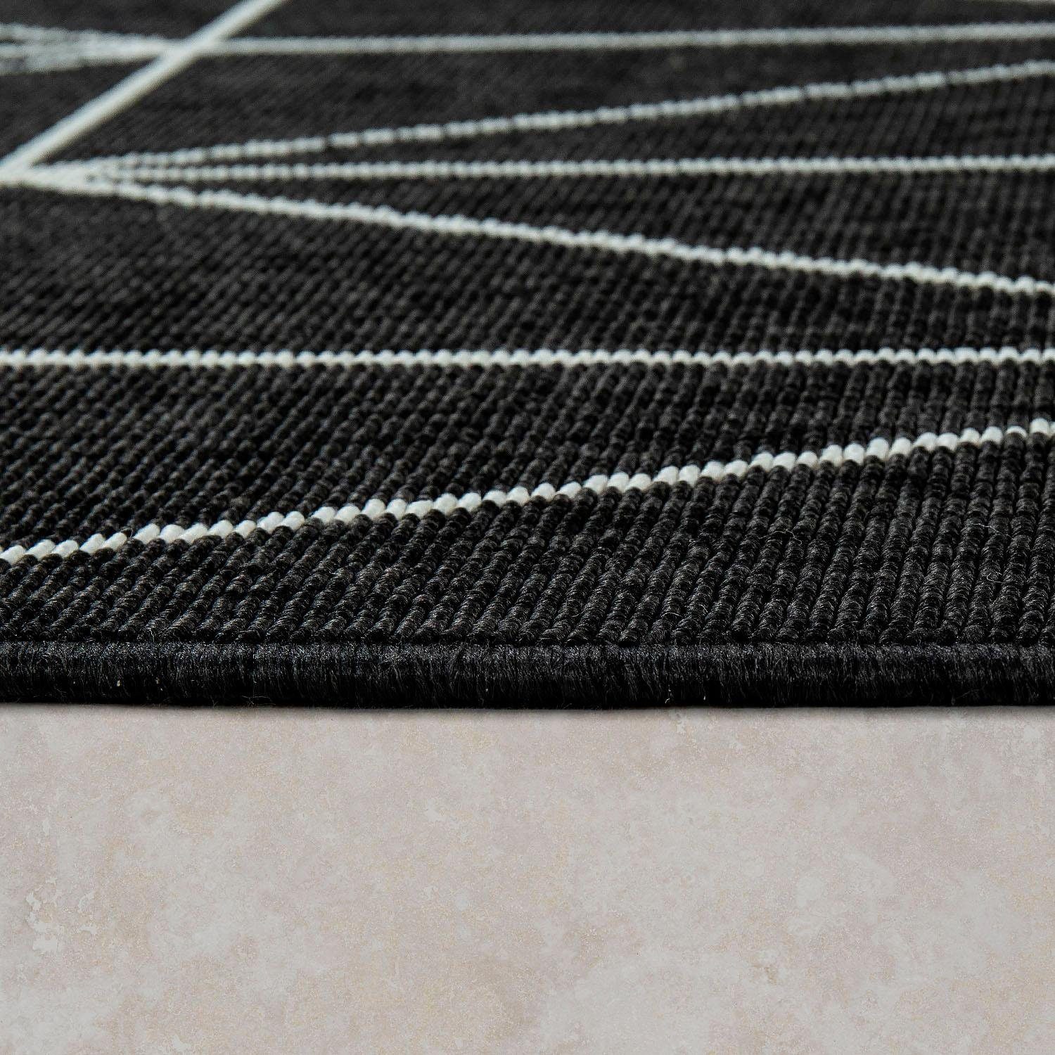 Teppich Brugge 224, Paco Home, Höhe: Muster, 4 schwarz In- mm, Flachgewebe, rechteckig, gemetrisches geeignet und Outdoor modernes