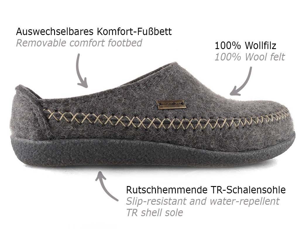Haflinger Filz-Pantoffel Blizzard Credo Hausschuh mit weitem Einstieg