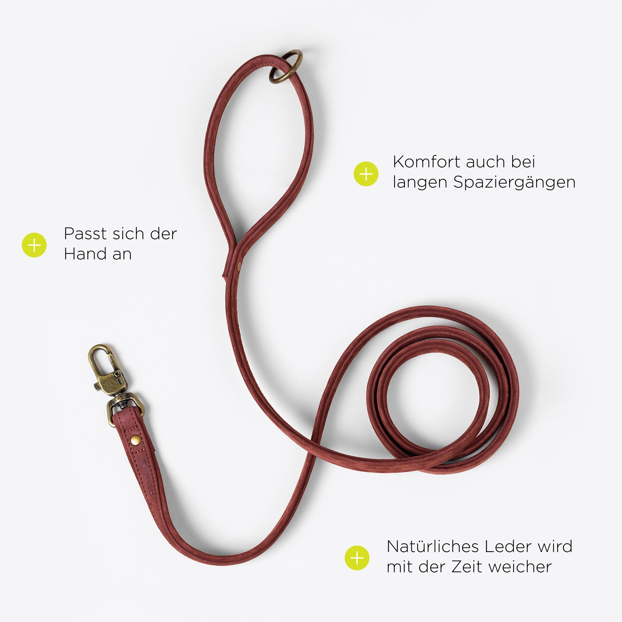 lionelo Führleine REGENT, Rindsleder (Set, Set), Rindsleder/Sicherheitskarabiner/Kupferbeschläge/S/M/L