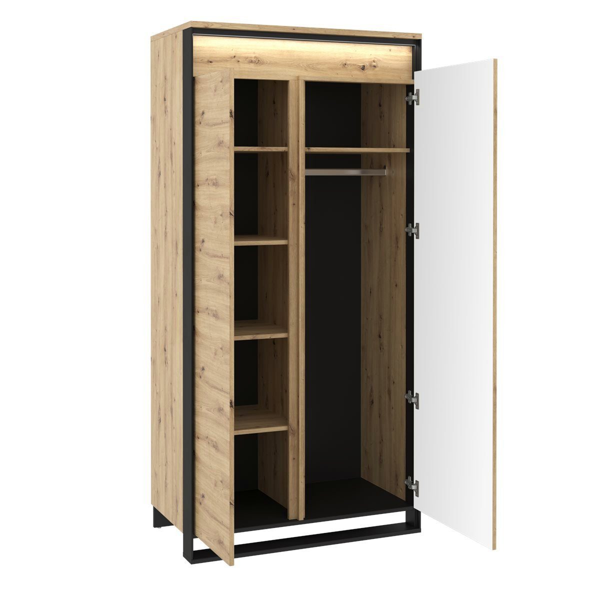 Compleo Kleiderschrank LIMA Push to open Funktion, LED-Beleuchtung, 2-Dreht günstig online kaufen