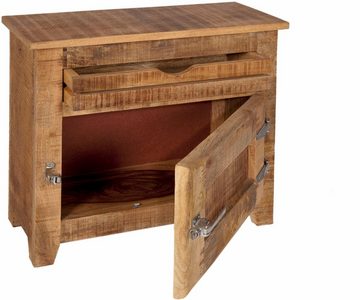 SIT Badkommode Frigo, Mangoholz im Antik-Look mit Kühlschrankgriffen, Breite 67 cm