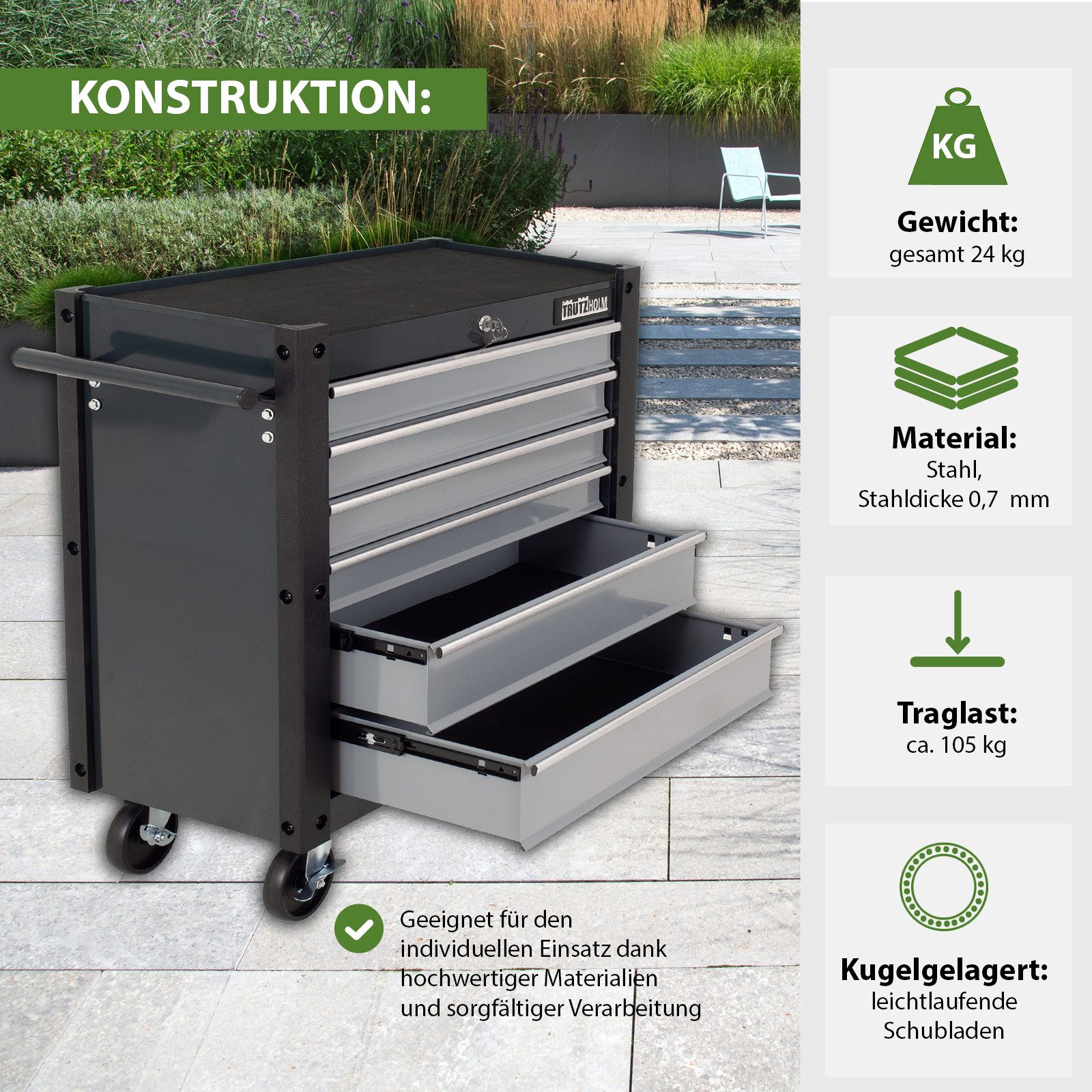 TRUTZHOLM Werkstattwagen Werkzeugwagen Trutzi Rollcontainer Werkstattwagen günstig online kaufen