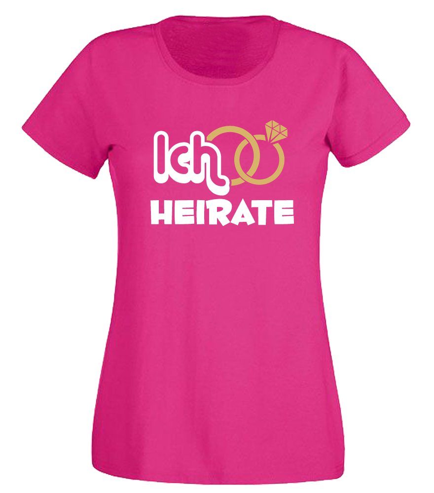 G-graphics T-Shirt Damen T-Shirt - Ich heirate JGA-Shirt, Junggesellinnen-Abschied, Poltershirts, mit Frontprint / Aufdruck auf der Vorderseite, Bachelorette, Braut-Shirt