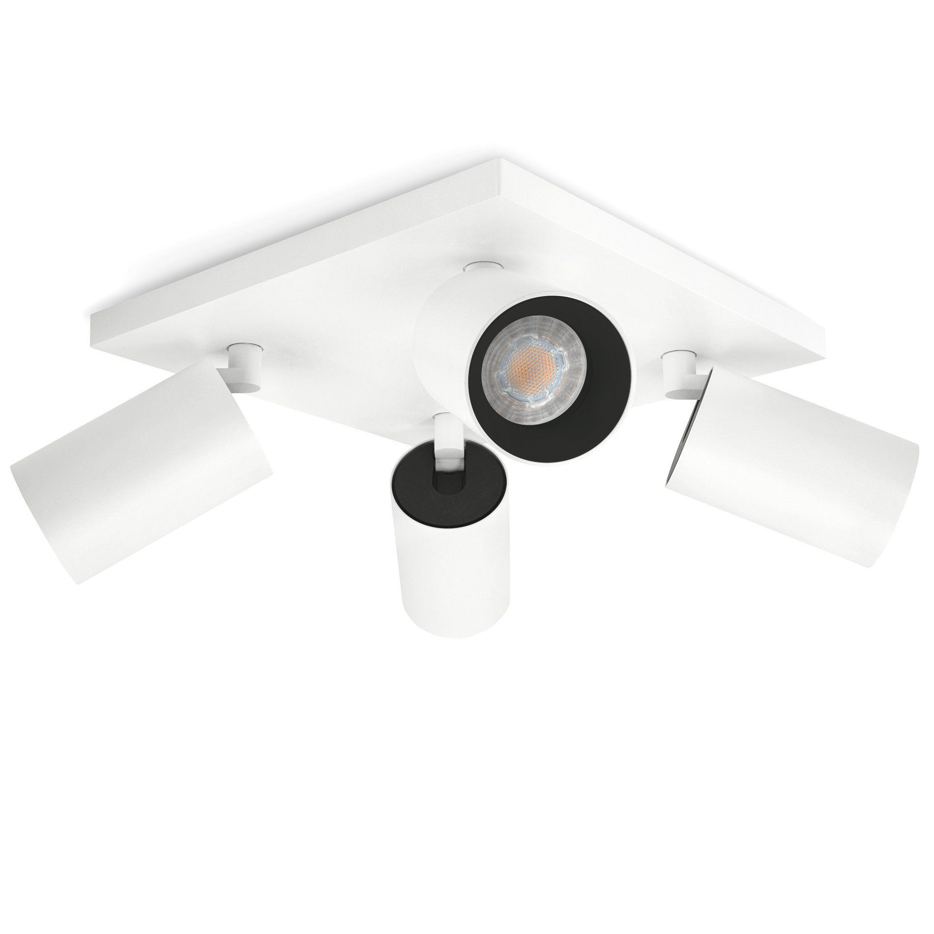 SSC-LUXon Spot Aufbauleuchte ALVO 4 Weiss in LED mit Schwarz 4x GU10, Moderne Warmweiß Deckenleuchte