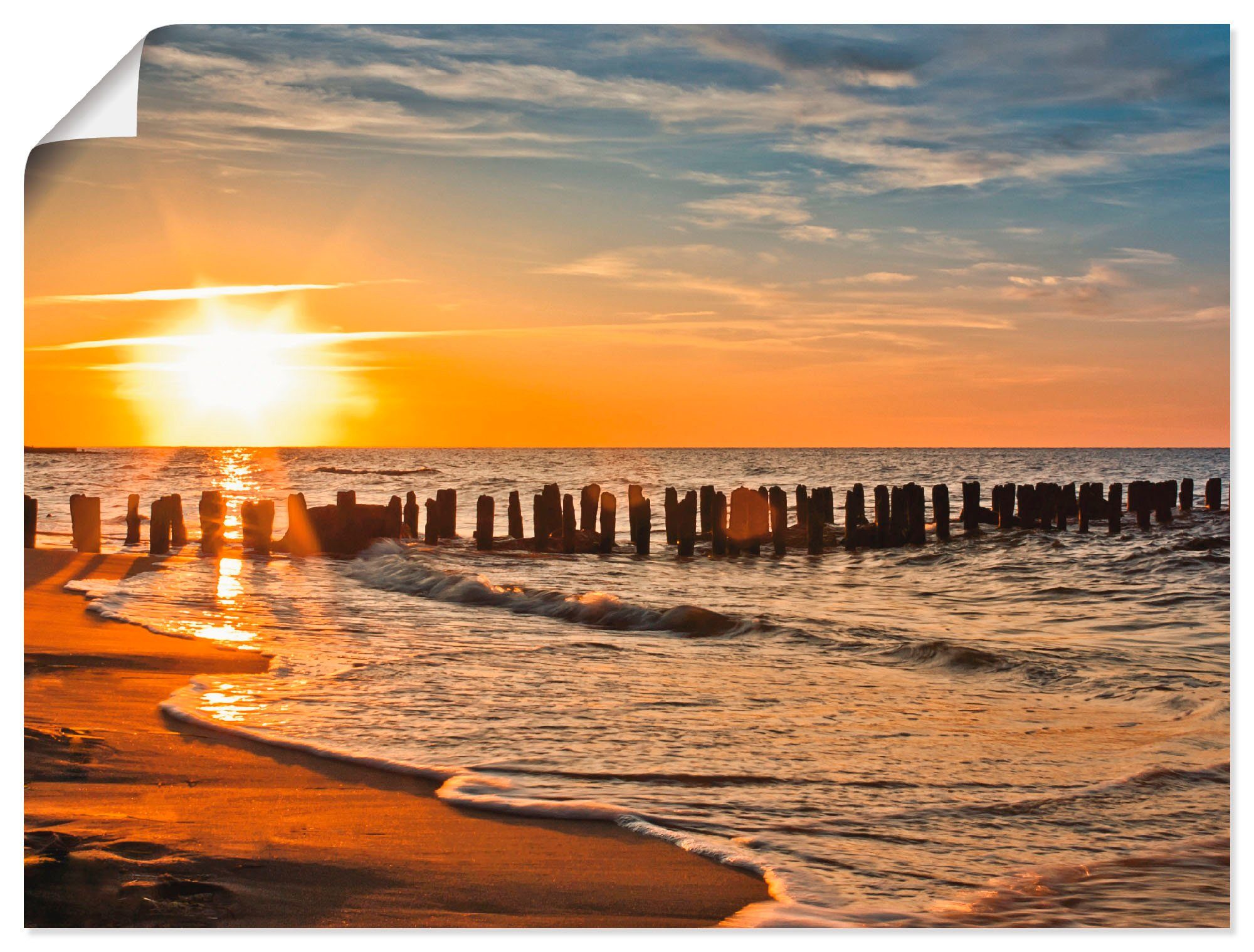 oder (1 St), Alubild, Artland Wandbild in Sonnenuntergang versch. Schöner als am Wandaufkleber Größen Poster Leinwandbild, Strand Strand,