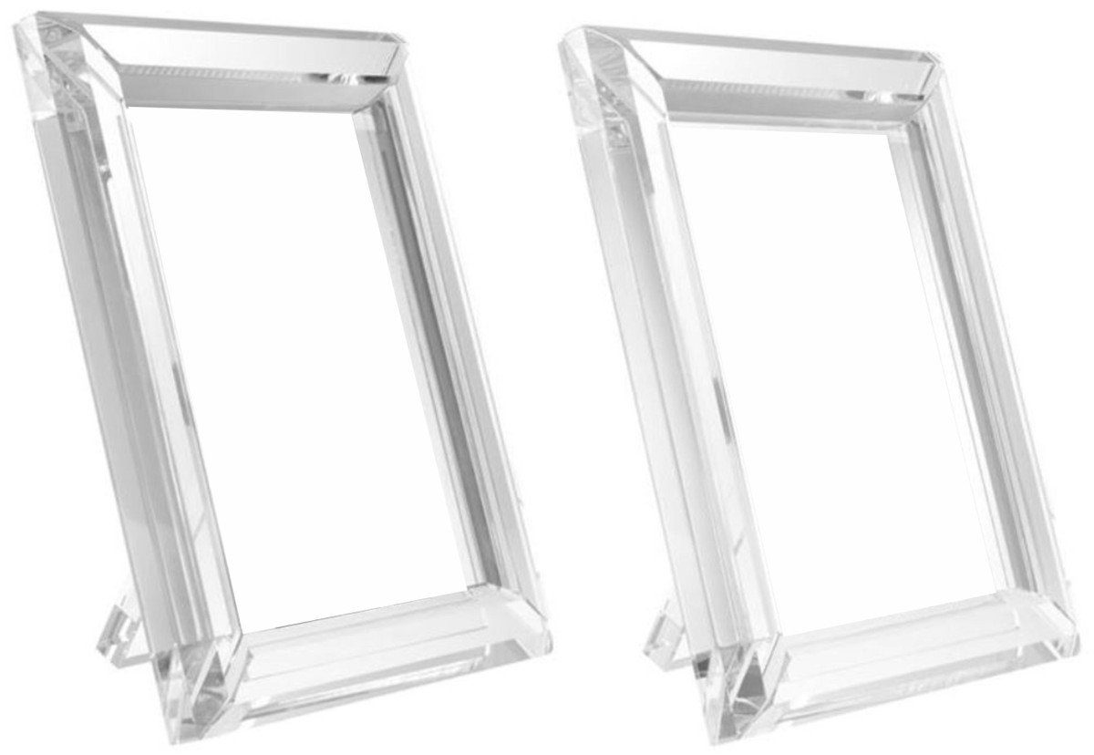 Casa Padrino Bilderrahmen Tisch-Bilderrahmen Set 19 x 2,5 x H. 24 cm - Luxus Kristallglas Deko Accessoires