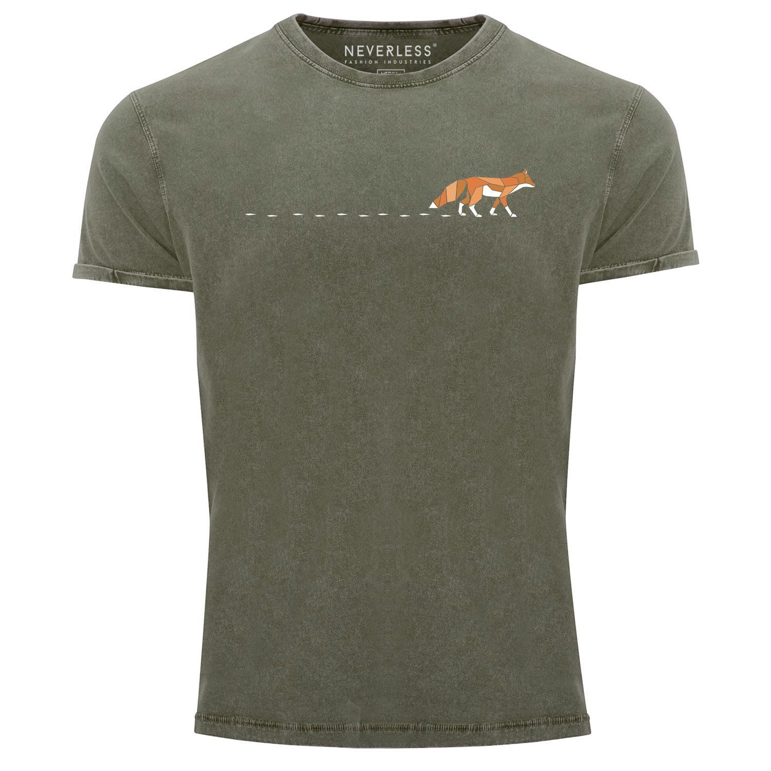 Neverless Print-Shirt Herren T-Shirt Vintage Fuchs günstig online kaufen