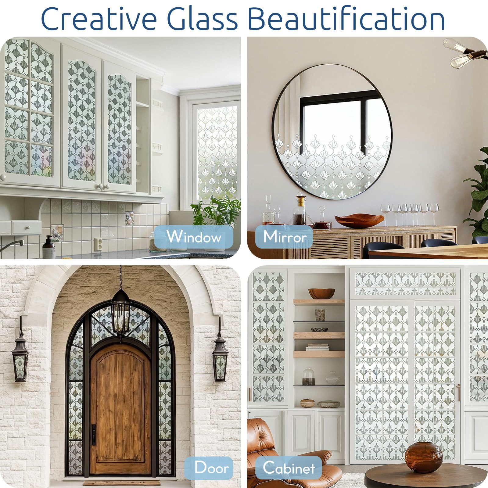 Coonoor Fensterfolie Sichtschutz Fensterfolie, selbsthaftend, ohne Klebstoff, Sonnenschutz, dekorativ für Zuhause, Küche und Wohnzimmer – Bild 5 von 5