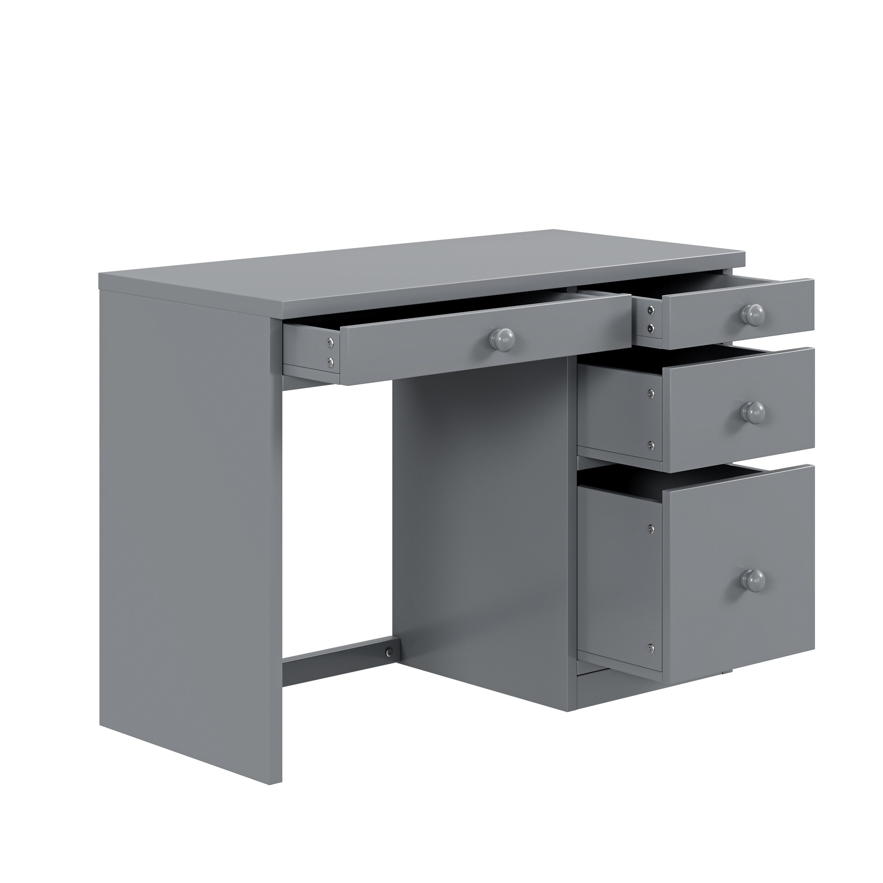 IDEASY Hochbett Hochbett mit Schreibtisch und Regalen, mit Schubladen, 90 x 200 cm, weiß/rosa, ohne Matratze und Dekoration