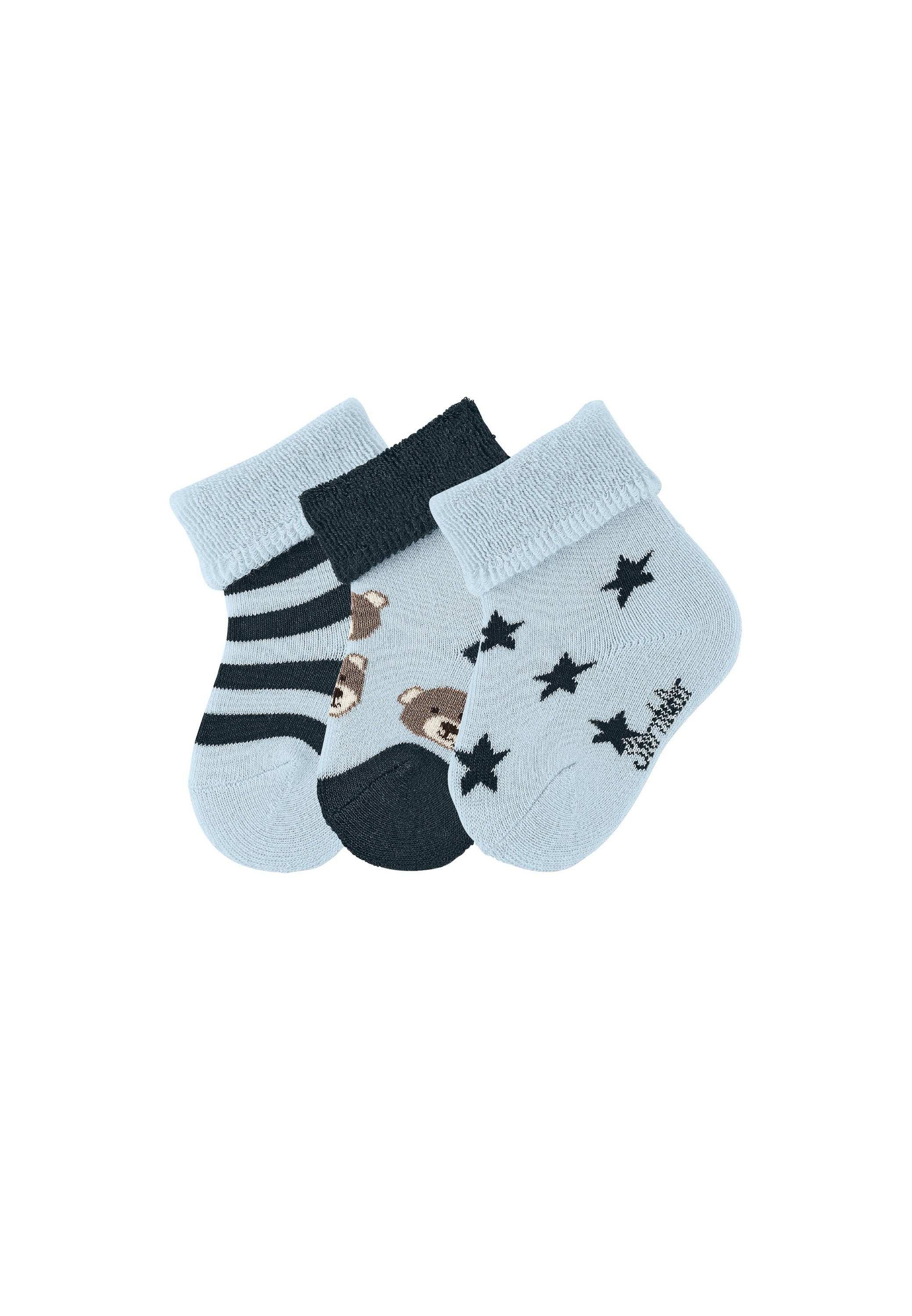 Sterntaler® Basicsocken Baby-Söckchen Bären, 3er-Pack (3-Paar, 3er Pack  Söckchen mit Vollplüsch, Kindersocken gemustert) Babysocken mit süßen  Motiven, Kurzsocken mit Umschlag