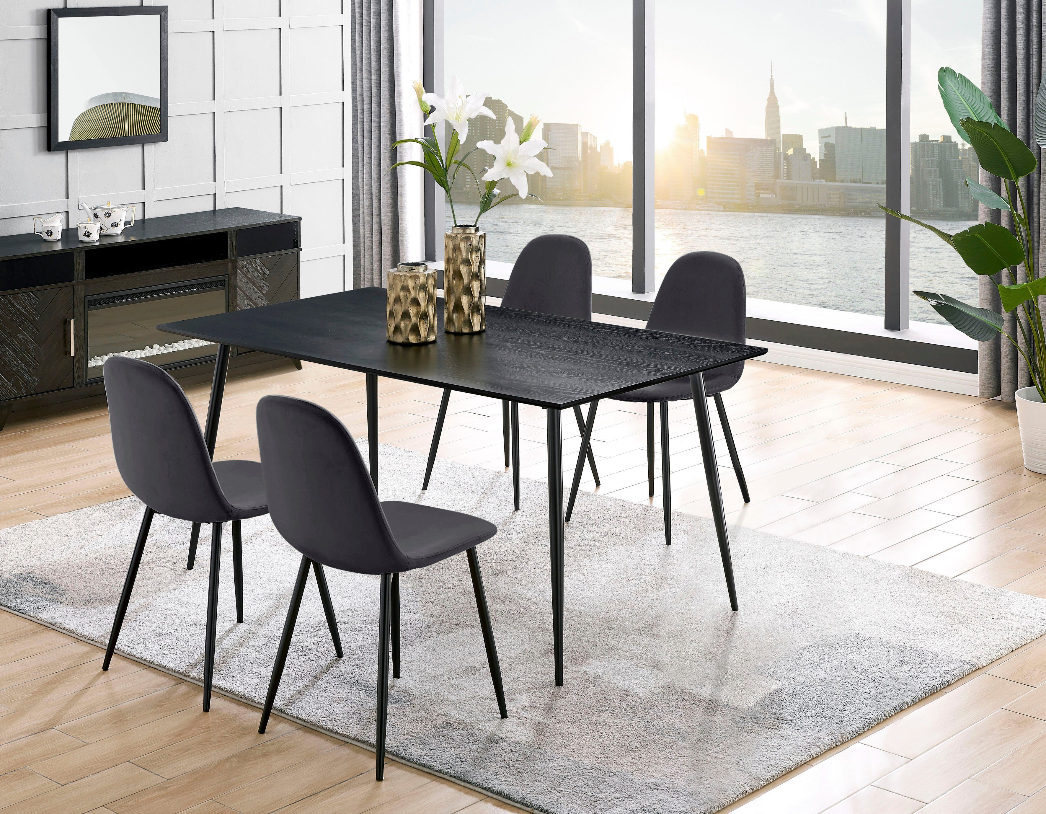 Leonique Essgruppe "Eadwine, TOPSELLER Tisch plus 4 Stühle, Sitzgruppe" Set günstig online kaufen