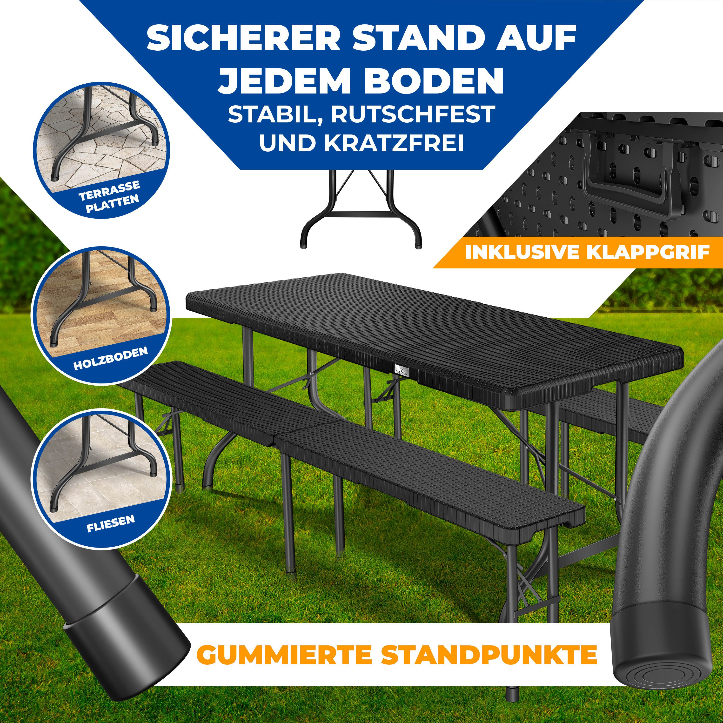 KESSER Bierzeltgarnitur, klappbar Festzeltgarnitur 3-teiliges Set mit Biertisch & 2x Bierbank