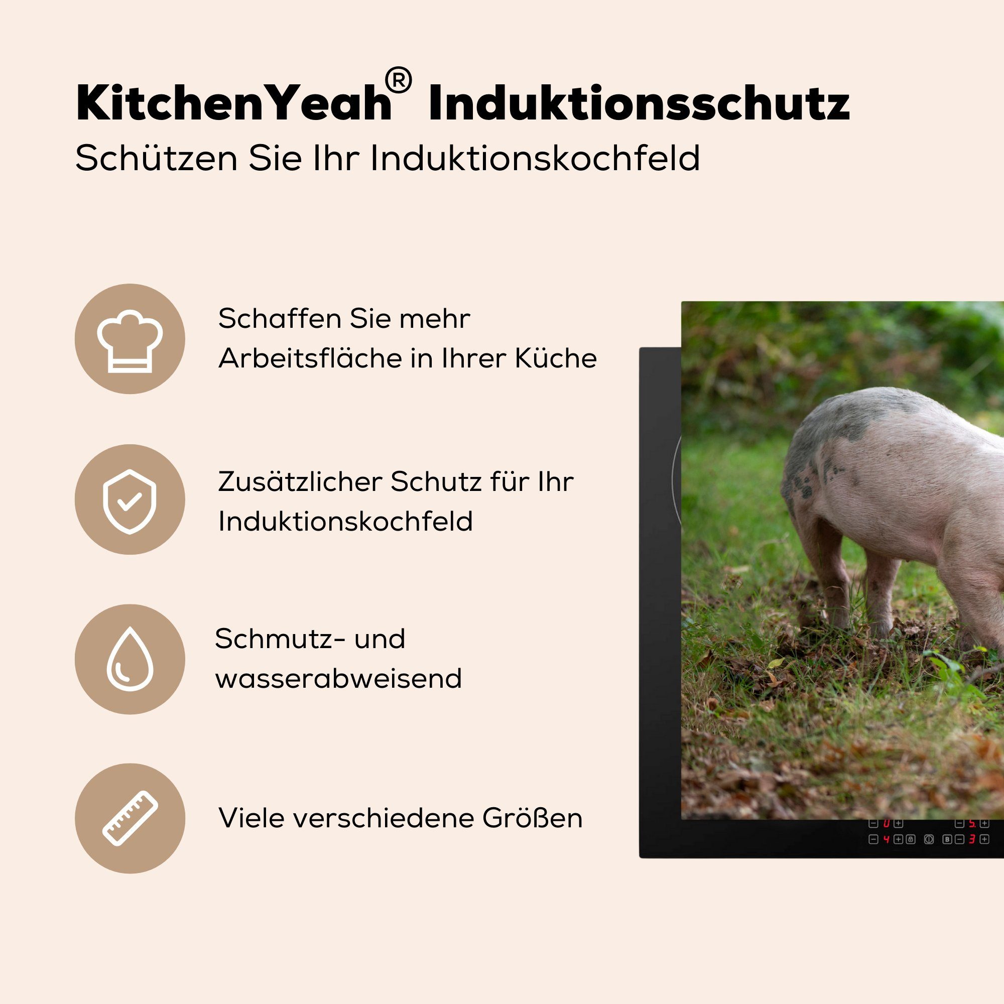 MuchoWow Herdblende-/Abdeckplatte Wald - Vinyl, - cm, die Ceranfeldabdeckung (1 küche, Gras, Induktionskochfeld Schwein für tlg), 81x52 Schutz