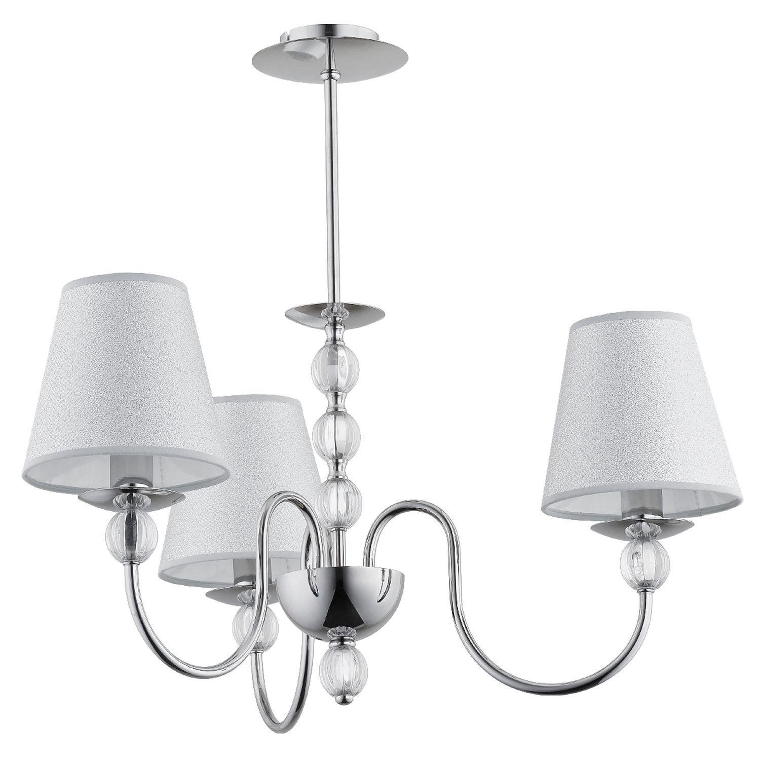 Licht-Erlebnisse Deckenleuchte FAROSA, ohne Leuchtmittel, Metall Stoff E14 52 cm breit Chrom 3-flammig Modern