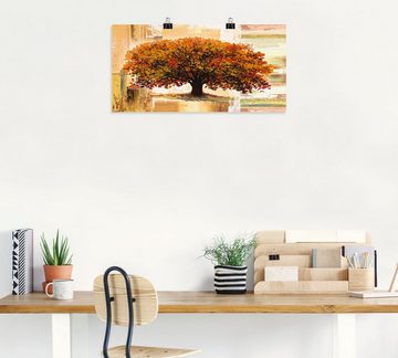 Artland Wandbild Herbstbaum auf abstraktem Hintergrund, Bäume (1 St), als Alubild, Outdoorbild, Leinwandbild, Poster in verschied. Größen