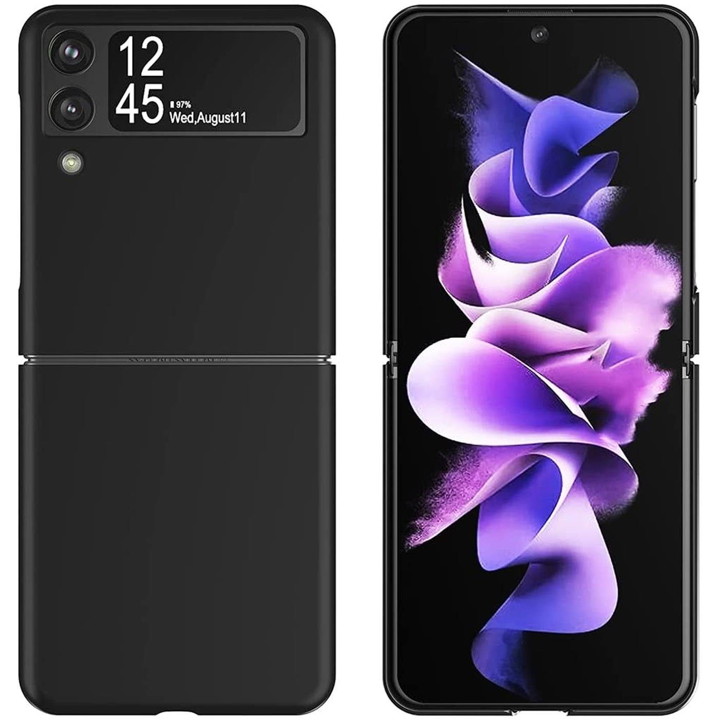 CoolGadget Handyhülle Black Series Handy Hülle für Samsung Galaxy Z Flip 3 6,7 Zoll, Edle Silikon Schlicht Schutzhülle für Samsung Z Flip 3 5G Hülle