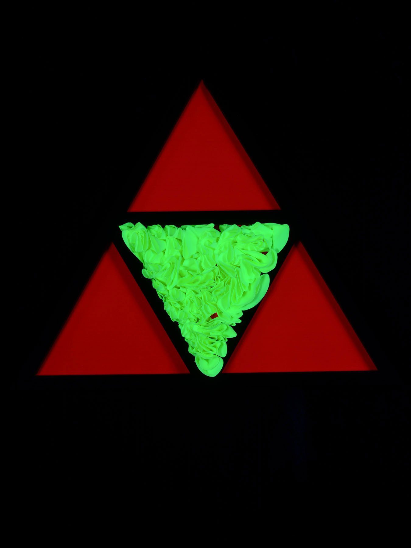PSYWORK Schwarzlicht "Psy unter Triangle", Schwarzlicht Dekoobjekt StringArt Mind UV-aktiv, leuchtet Change 65cm, Harlequin
