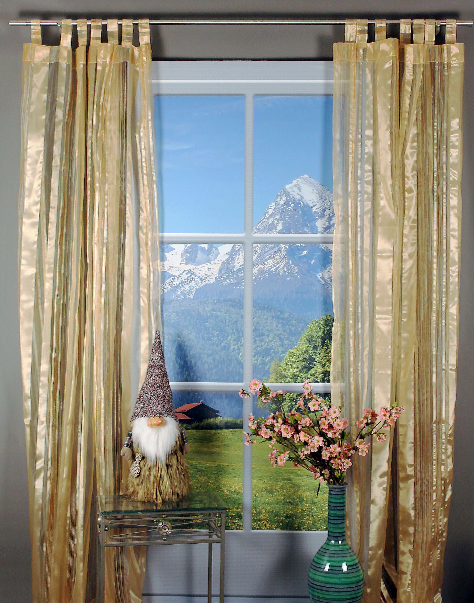 HOSSNER - ART OF HOME DECO Gardine Walensee (1 St), Schlaufen, transparent, Schlaufenschal im zeitlosen Design