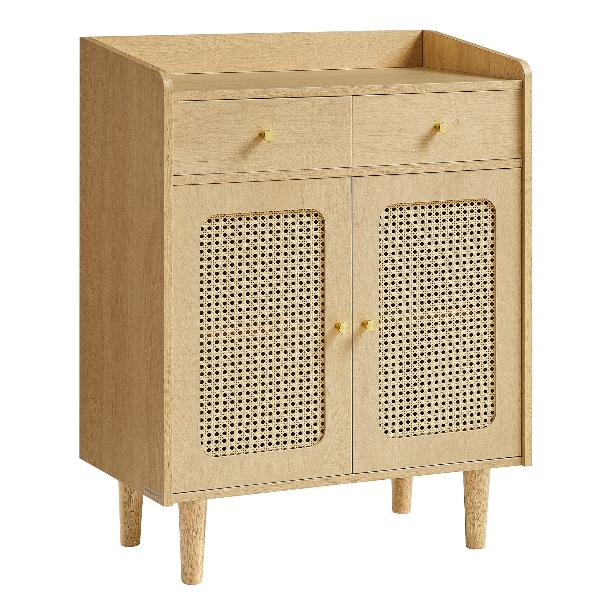 VASAGLE Sideboard Fernsehschrank (SONGMICS HOME BOHOVEN Kollektion, Küchenschrank mit Türen in Rattan-Optik, verstellbare Ablage), Aufbewahrungsschrank mit Schubladen, Boho-Stil, für Esszimmer