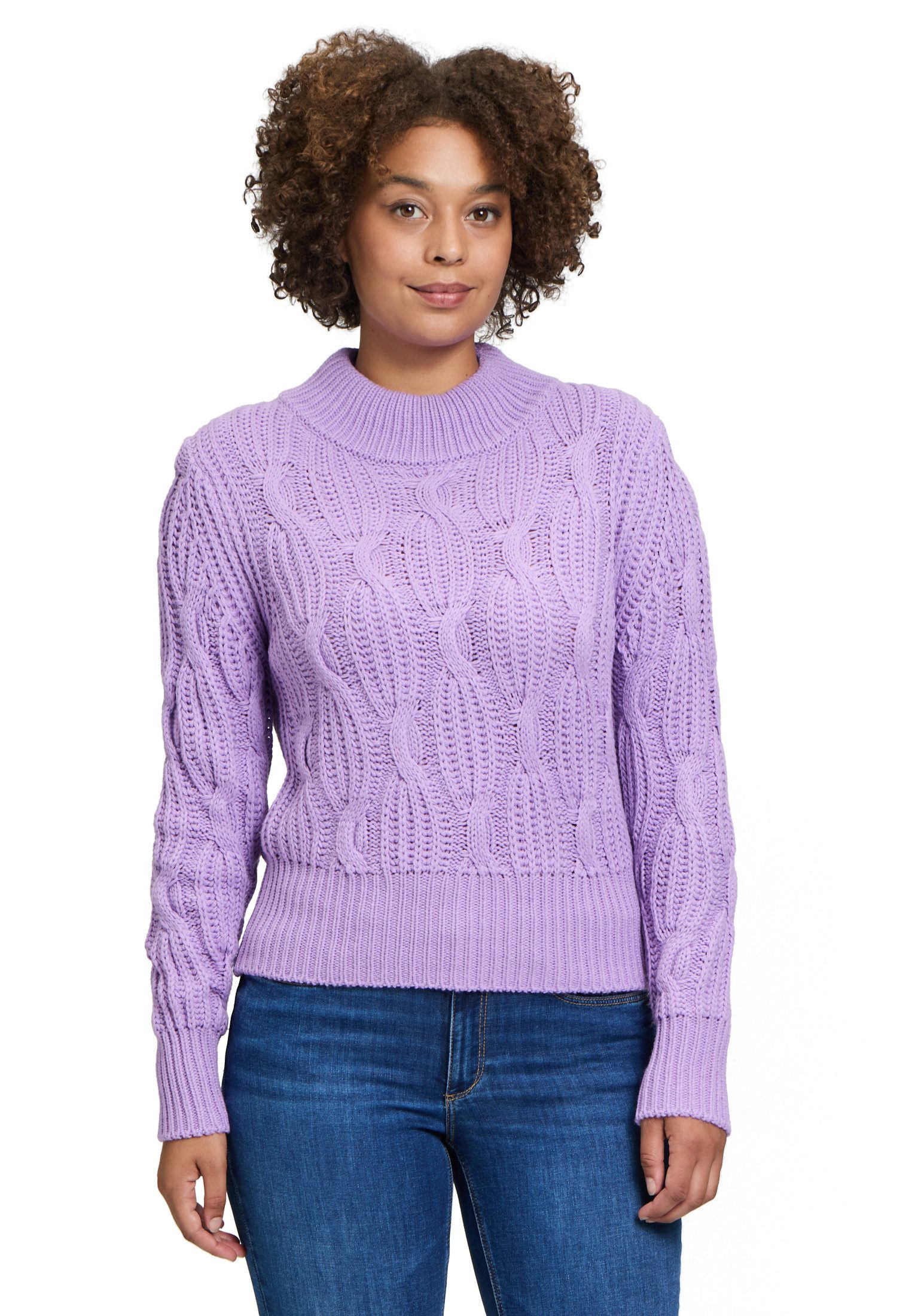 Strickpullover Betty & Co Damen Grobstrick-Pullover mit Stehkragen