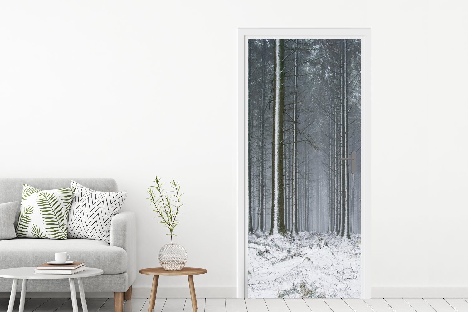 Bäume Matt, - Tür, Türaufkleber, Fototapete 75x205 Türtapete cm für bedruckt, St), (1 MuchoWow - Schnee, Winter