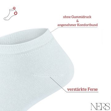 NERS Sneakersocken für Damen und Herren aus Bio Baumwolle, ohne drückende Naht (6-Paar) mit Komfortbund