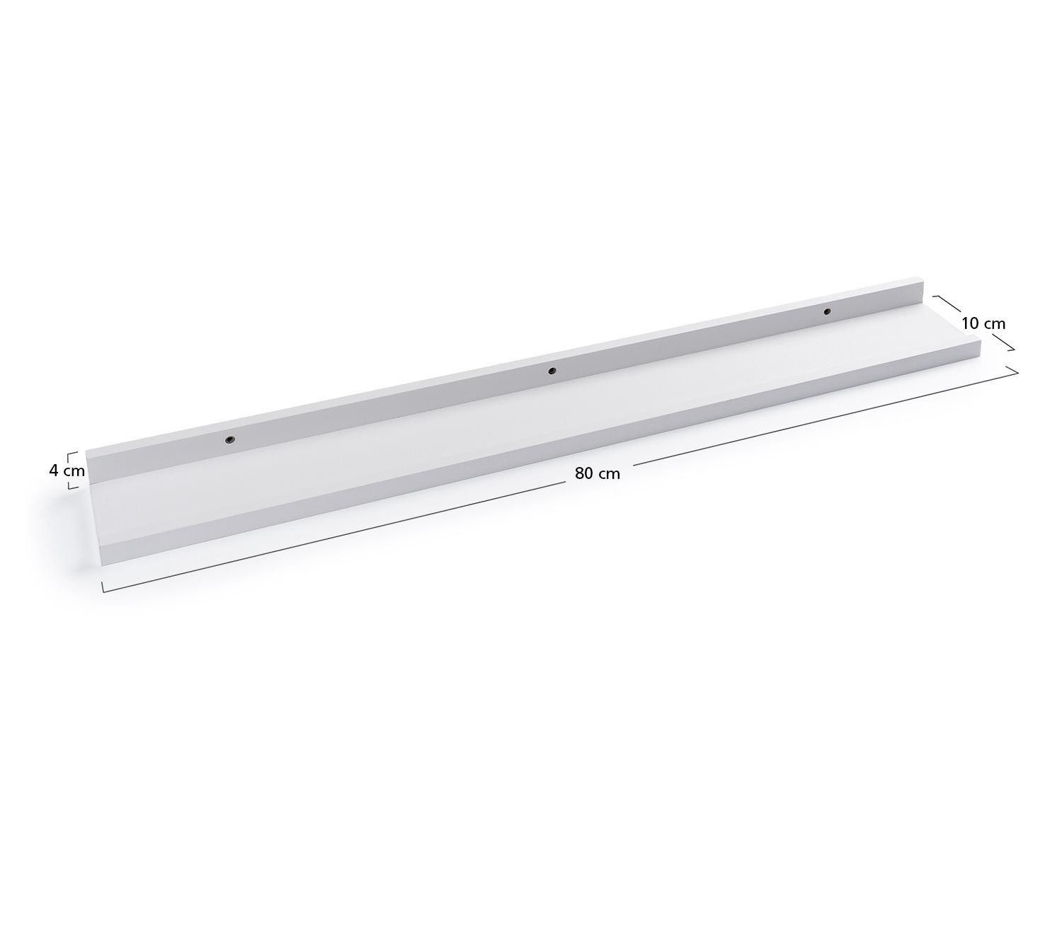 Home4You Wandregal Bilderleiste, Weiß Matt, PVC, MDF, B 80 x H 10 x T 4 cm – Bild 4 von 4