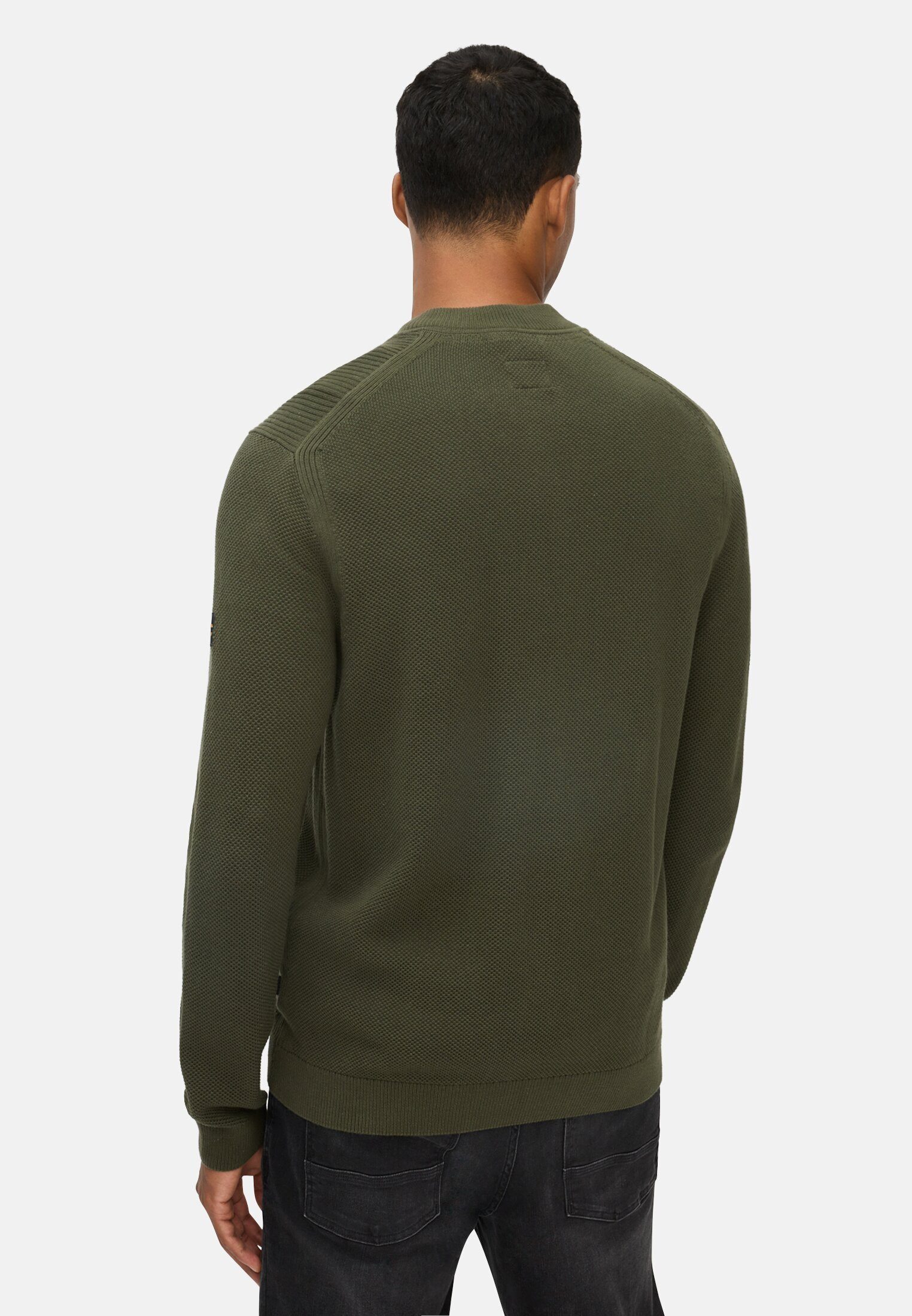 camel active Strickjacke im Bomberstil Langarm Stehkragen