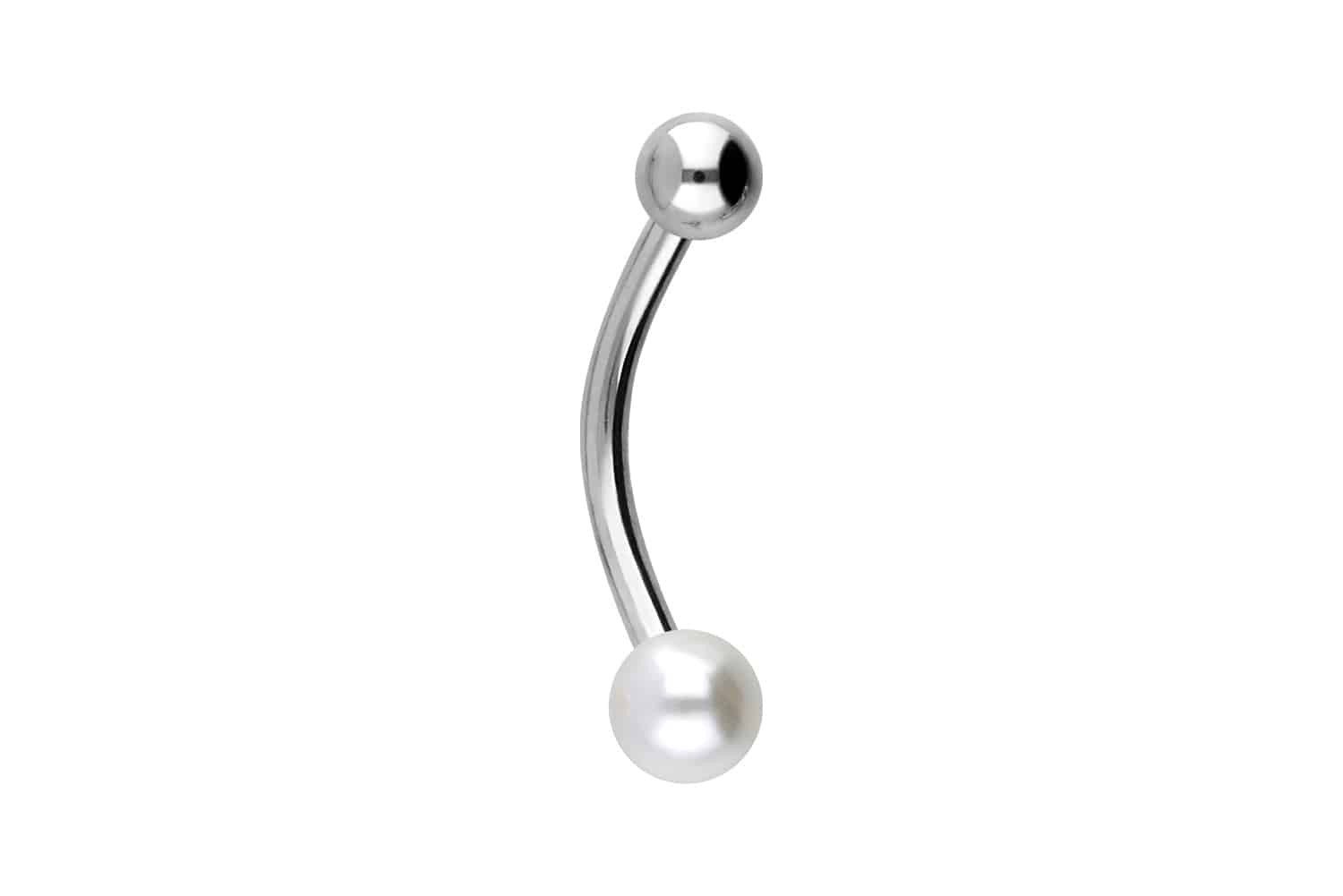 PIERCINGLINE Bauchnabelpiercing Chirurgenstahl Mini Bananabell SYNTHETISCHE PERLE + (Bananabells, 1-tlg)