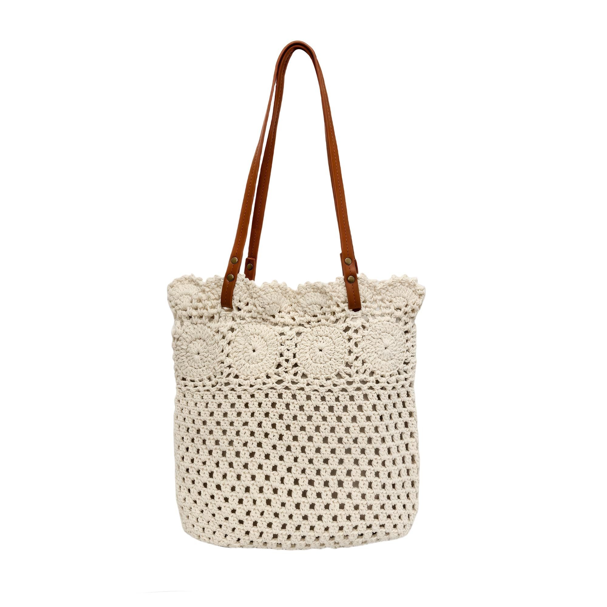 Zaewry Strandtasche Damen, Große Handtasche Damen, Leichte Schultertasche Boho, Shopper Tasche, Sommer Tasche Geflochten, Einkaufstasche Beach Bag