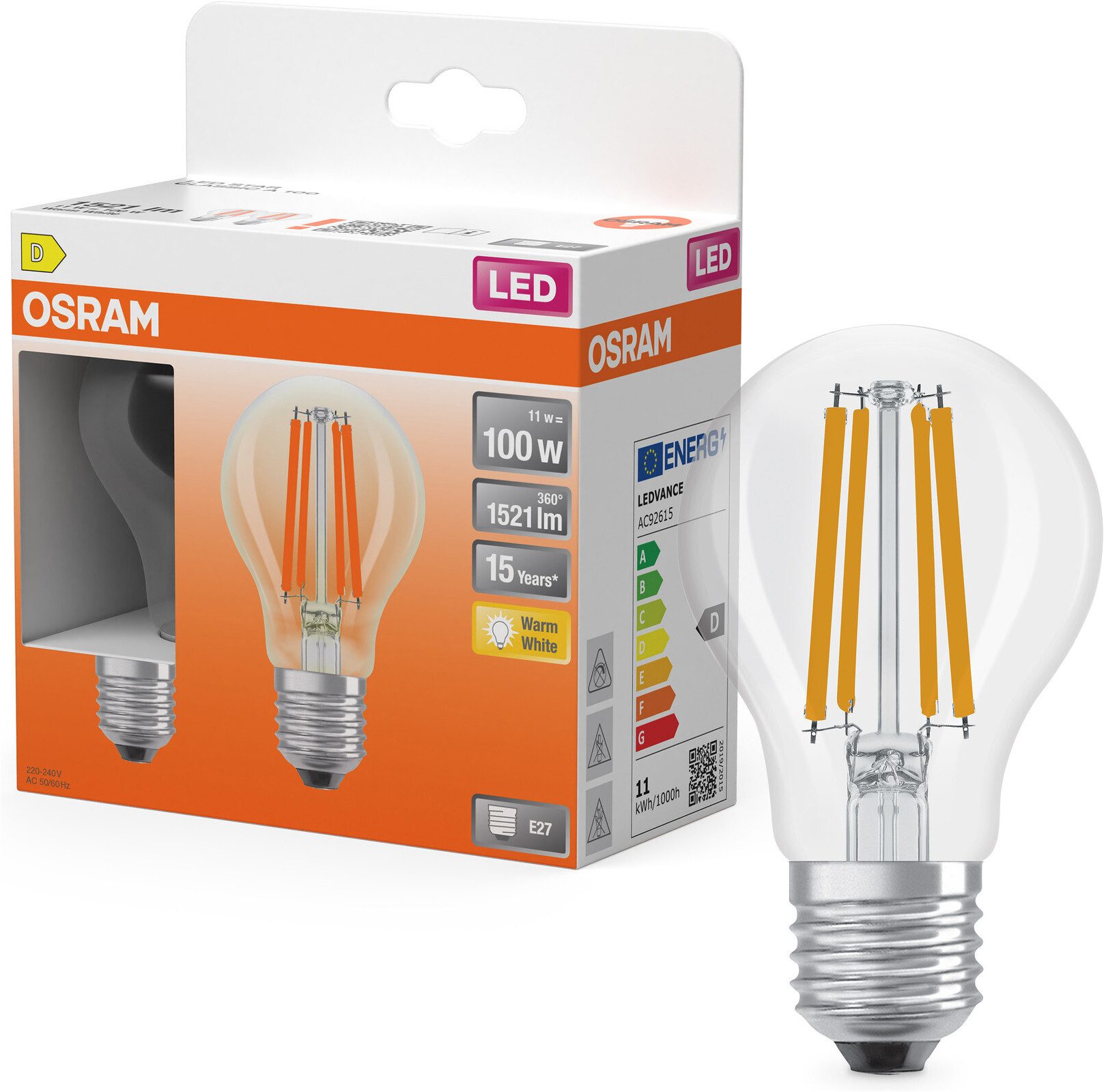 Osram LED-Leuchtmittel LED Retrofit CLASSIC, E27, 2 St., Warmweiß