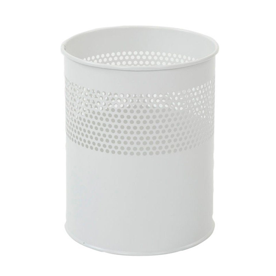PROREGAL® Papierkorb Runder halbperforierter aus 10L, Weiß Metall, Papierkorb