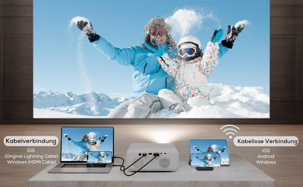 (10.000:1, Mini 13000 3840 HDMI/USB/TV/PS5) Lux 2160 Portabler iZEEKER Heimkino WiFi x 1080P/4K Beamer px, 300'' 5G Projektor