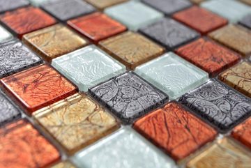 Mosani Mosaikfliesen Glasmosaik Mosaikfliesen gold silber schwarz orangerot