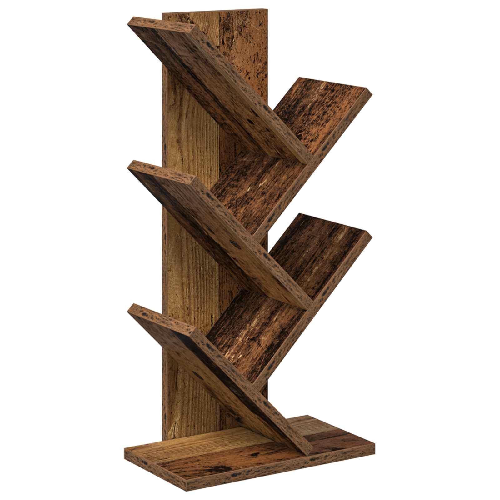 vidaXL Bücherregal Baumbücherregal 4-stöckig 30 x 18 x 60 cm Holzwerkstoff Altholz, 1-tlg.