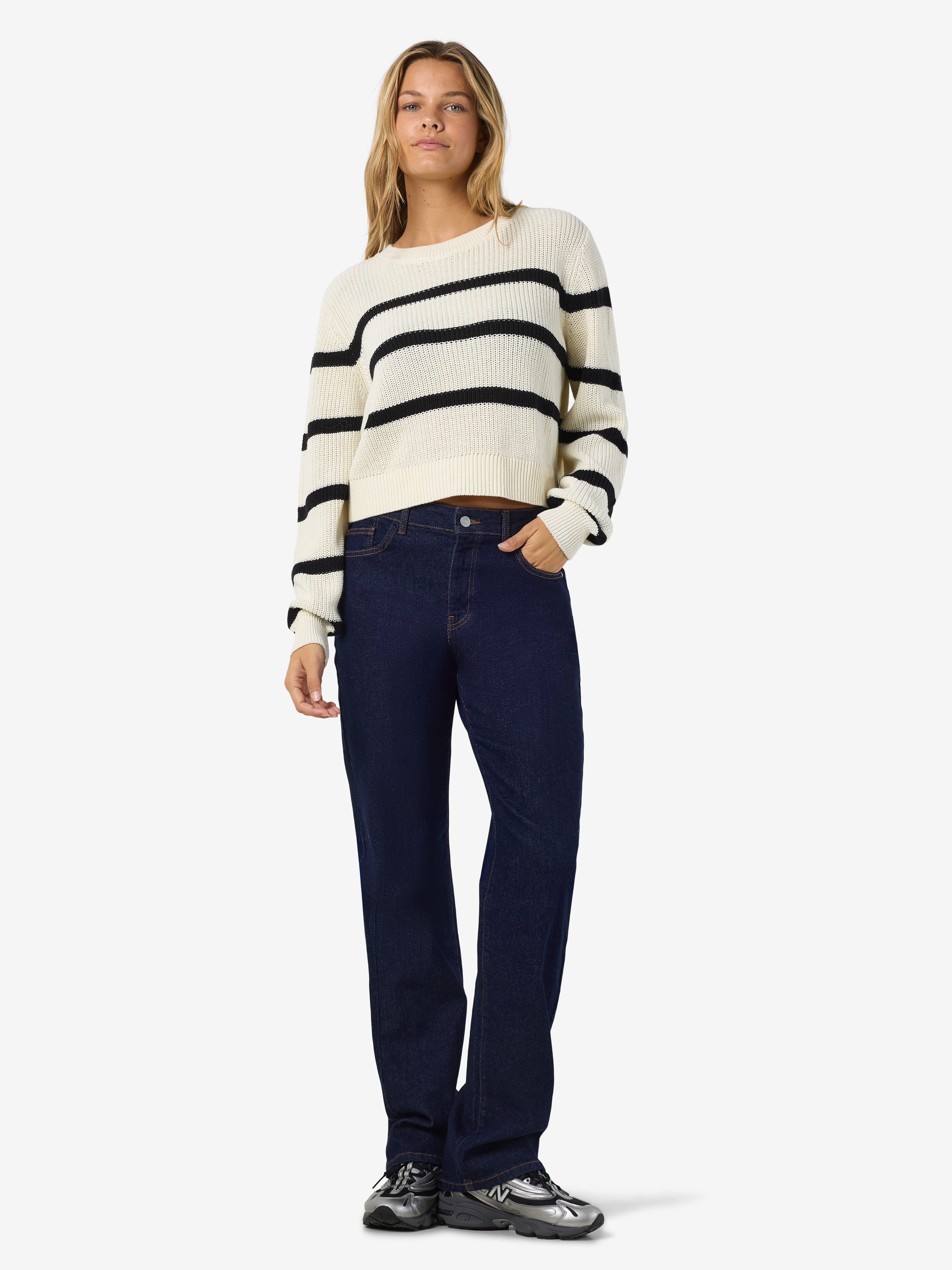 Noisy may Strickpullover NMMAYSA L/S STRIPE O-NECK KNIT NOOS